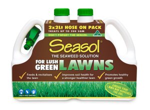 Seasol for lush green lawns product promoting healthy grass growth and improved soil health